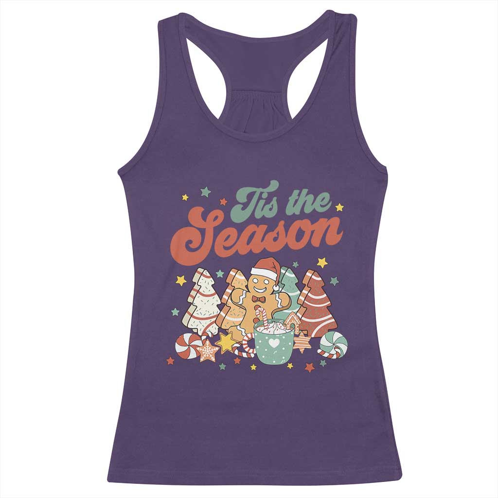 Christmas Cookies Racerback Tank Top Tis The Season Xmas Tree Cakes Gingerbread Man Retro Groovy TS02 Purple Print Your Wear