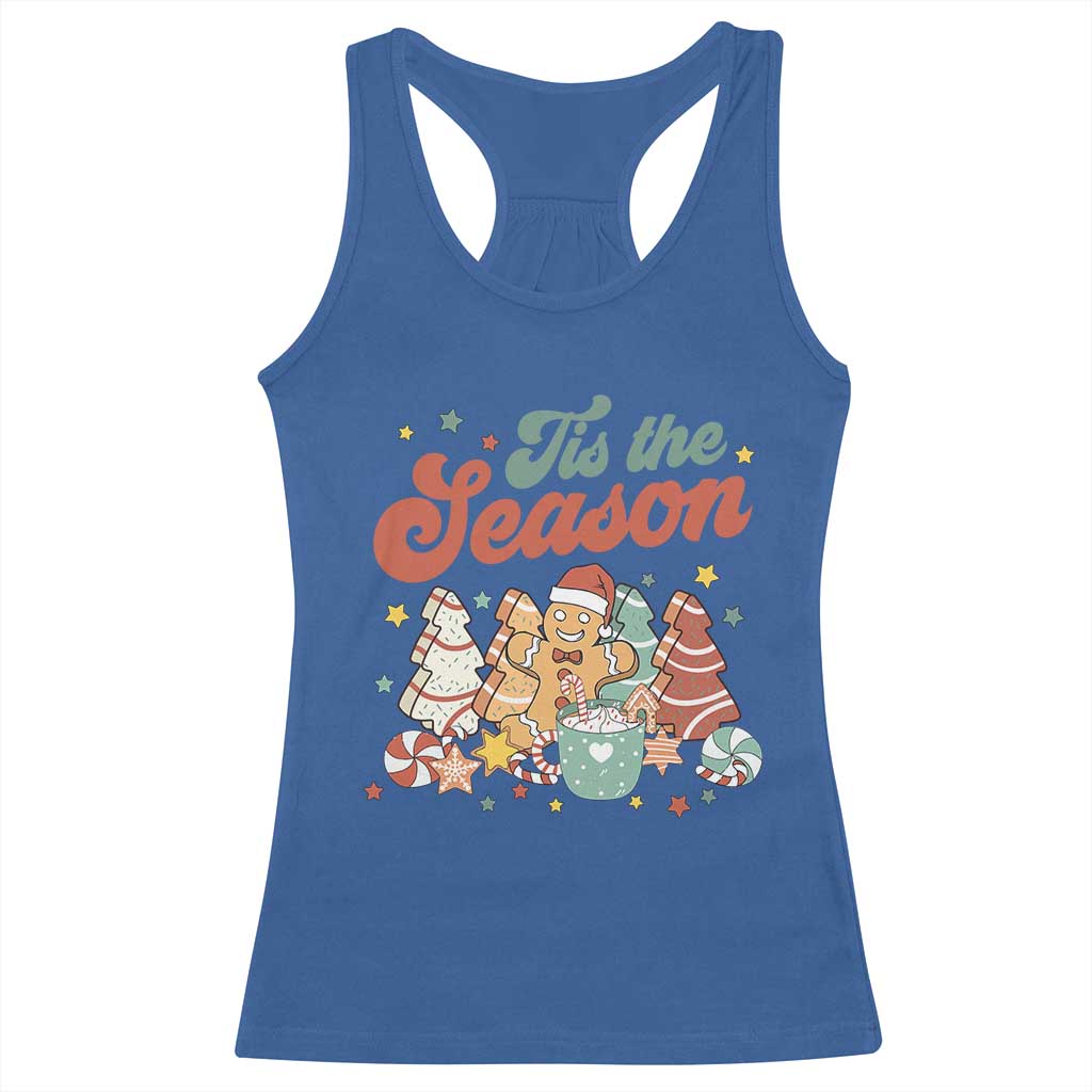 Christmas Cookies Racerback Tank Top Tis The Season Xmas Tree Cakes Gingerbread Man Retro Groovy TS02 Royal Blue Print Your Wear