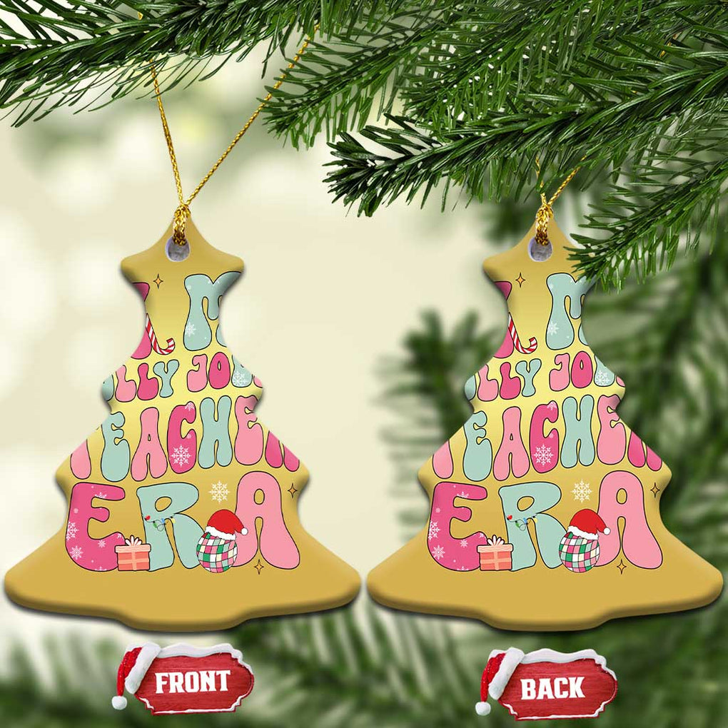 In My Holly Jolly Teacher Era Xmas Groovy Christmas Christmas Ornament TS02 Christmas Tree Gold Print Your Wear