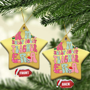 In My Holly Jolly Teacher Era Xmas Groovy Christmas Christmas Ornament TS02 Star Gold Print Your Wear
