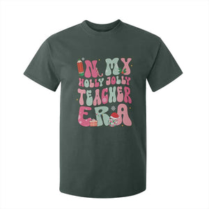 In My Holly Jolly Teacher Era Xmas Groovy Christmas T Shirt For Kid TS02 Dark Forest Green Print Your Wear