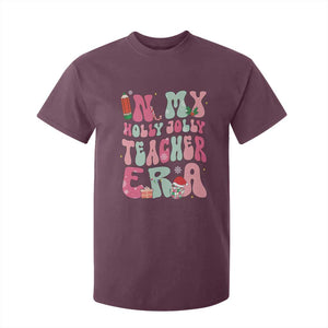 In My Holly Jolly Teacher Era Xmas Groovy Christmas T Shirt For Kid TS02 Maroon Print Your Wear