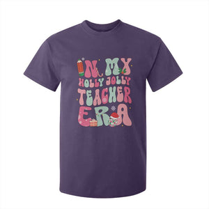 In My Holly Jolly Teacher Era Xmas Groovy Christmas T Shirt For Kid TS02 Purple Print Your Wear
