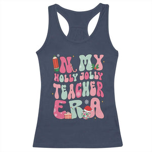 In My Holly Jolly Teacher Era Xmas Groovy Christmas Racerback Tank Top TS02 Navy Print Your Wear