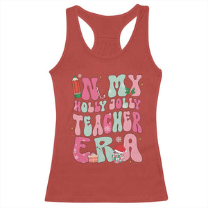 In My Holly Jolly Teacher Era Xmas Groovy Christmas Racerback Tank Top TS02 Red Print Your Wear