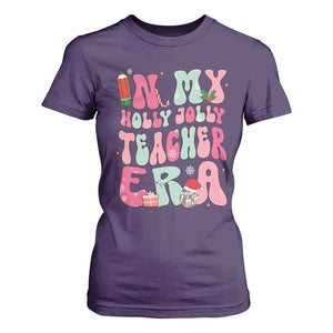 In My Holly Jolly Teacher Era Xmas Groovy Christmas T Shirt For Women TS02 Purple Print Your Wear