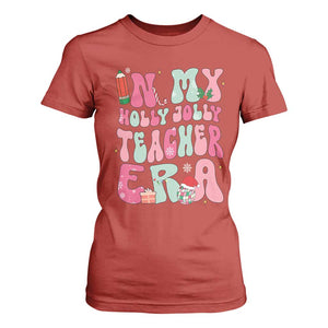 In My Holly Jolly Teacher Era Xmas Groovy Christmas T Shirt For Women TS02 Red Print Your Wear