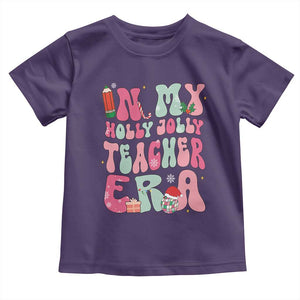 In My Holly Jolly Teacher Era Xmas Groovy Christmas Toddler T Shirt TS02 Purple Print Your Wear