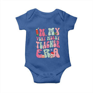 In My Very Merry Teacher Era Xmas Groovy Christmas Baby Onesie TS02 Royal Blue Print Your Wear
