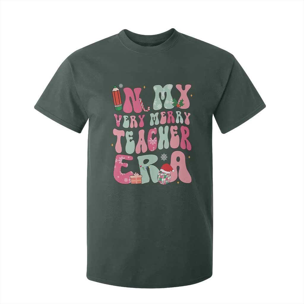 In My Very Merry Teacher Era Xmas Groovy Christmas T Shirt For Kid TS02 Dark Forest Green Print Your Wear