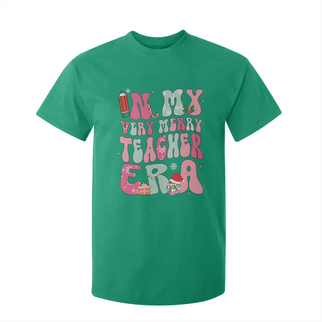 In My Very Merry Teacher Era Xmas Groovy Christmas T Shirt For Kid TS02 Irish Green Print Your Wear