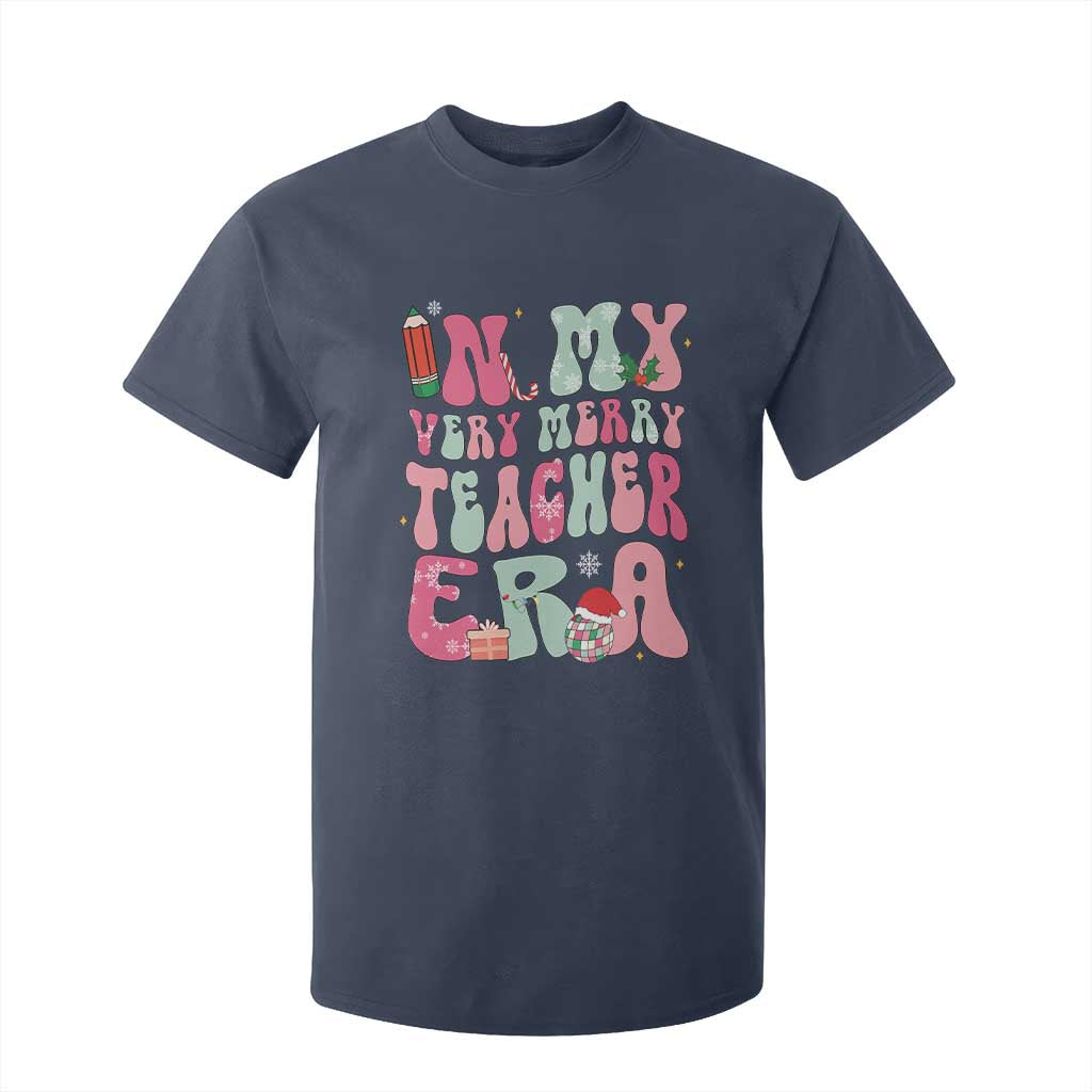 In My Very Merry Teacher Era Xmas Groovy Christmas T Shirt For Kid TS02 Navy Print Your Wear