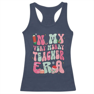 In My Very Merry Teacher Era Xmas Groovy Christmas Racerback Tank Top TS02 Navy Print Your Wear