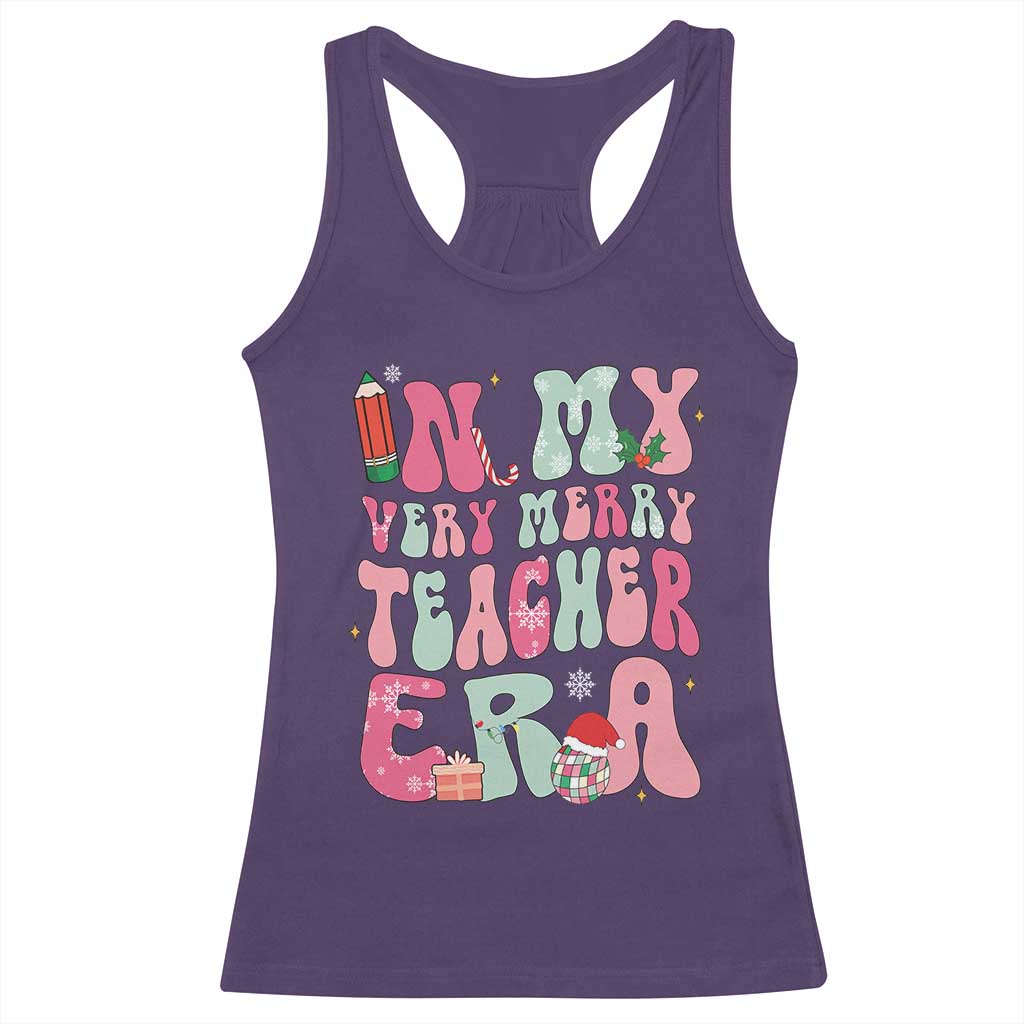 In My Very Merry Teacher Era Xmas Groovy Christmas Racerback Tank Top TS02 Purple Print Your Wear