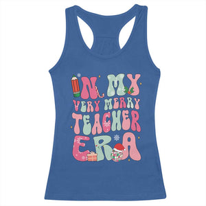 In My Very Merry Teacher Era Xmas Groovy Christmas Racerback Tank Top TS02 Royal Blue Print Your Wear
