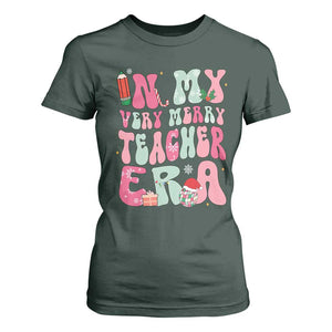 In My Very Merry Teacher Era Xmas Groovy Christmas T Shirt For Women TS02 Dark Forest Green Print Your Wear