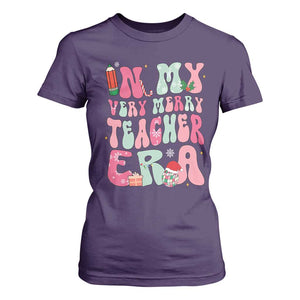In My Very Merry Teacher Era Xmas Groovy Christmas T Shirt For Women TS02 Purple Print Your Wear