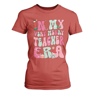 In My Very Merry Teacher Era Xmas Groovy Christmas T Shirt For Women TS02 Red Print Your Wear