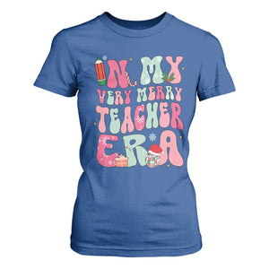 In My Very Merry Teacher Era Xmas Groovy Christmas T Shirt For Women TS02 Royal Blue Print Your Wear
