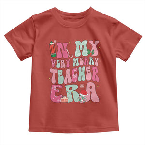 In My Very Merry Teacher Era Xmas Groovy Christmas Toddler T Shirt TS02 Red Print Your Wear