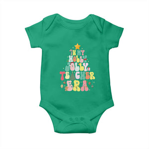 In My Holly Jolly Teacher Era Xmas Groovy Christmas Tree Baby Onesie TS02 Irish Green Print Your Wear