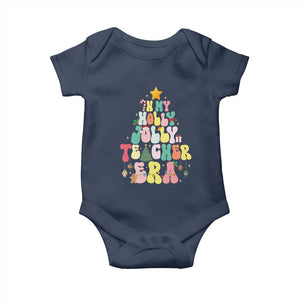 In My Holly Jolly Teacher Era Xmas Groovy Christmas Tree Baby Onesie TS02 Navy Print Your Wear