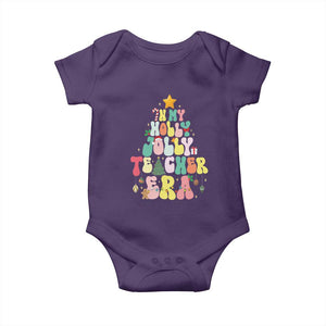 In My Holly Jolly Teacher Era Xmas Groovy Christmas Tree Baby Onesie TS02 Purple Print Your Wear