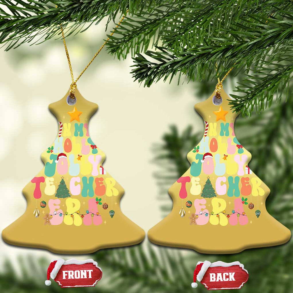 In My Holly Jolly Teacher Era Xmas Groovy Christmas Tree Christmas Ornament TS02 Christmas Tree Gold Print Your Wear