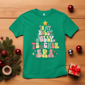 In My Holly Jolly Teacher Era Xmas Groovy Christmas Tree T Shirt TS02 Irish Green Printyourwear