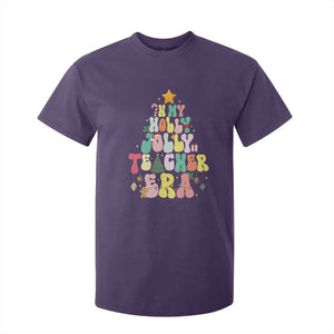 In My Holly Jolly Teacher Era Xmas Groovy Christmas Tree T Shirt For Kid TS02 Purple Print Your Wear