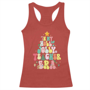 In My Holly Jolly Teacher Era Xmas Groovy Christmas Tree Racerback Tank Top TS02 Red Print Your Wear