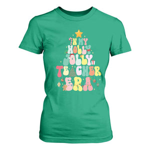 In My Holly Jolly Teacher Era Xmas Groovy Christmas Tree T Shirt For Women TS02 Irish Green Print Your Wear