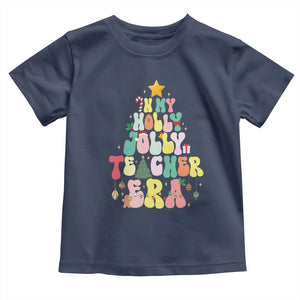 In My Holly Jolly Teacher Era Xmas Groovy Christmas Tree Toddler T Shirt TS02 Navy Print Your Wear