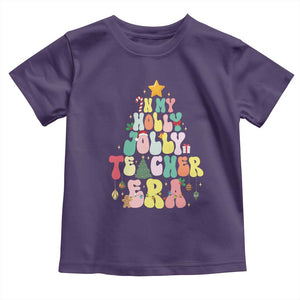 In My Holly Jolly Teacher Era Xmas Groovy Christmas Tree Toddler T Shirt TS02 Purple Print Your Wear