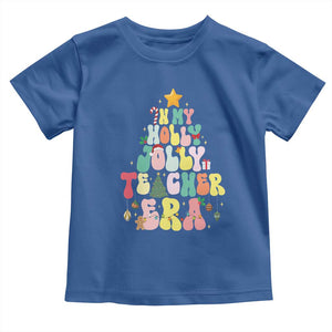 In My Holly Jolly Teacher Era Xmas Groovy Christmas Tree Toddler T Shirt TS02 Royal Blue Print Your Wear