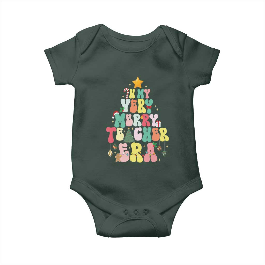 In My Very Merry Teacher Era Xmas Groovy Christmas Tree Baby Onesie TS02 Print Your Wear