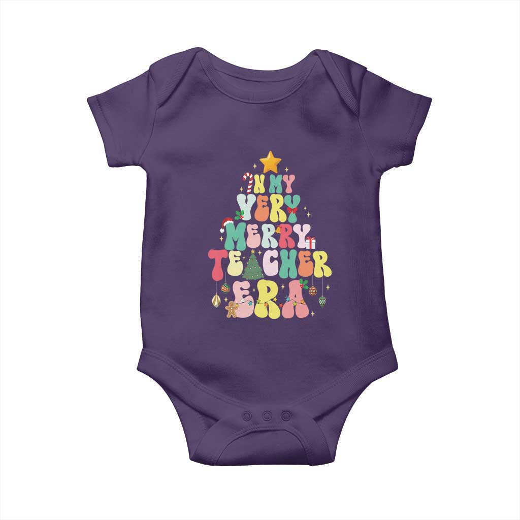 In My Very Merry Teacher Era Xmas Groovy Christmas Tree Baby Onesie TS02 Purple Print Your Wear