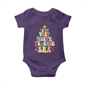 In My Very Merry Teacher Era Xmas Groovy Christmas Tree Baby Onesie TS02 Purple Print Your Wear