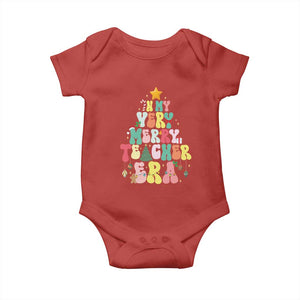 In My Very Merry Teacher Era Xmas Groovy Christmas Tree Baby Onesie TS02 Red Print Your Wear