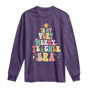 In My Very Merry Teacher Era Xmas Groovy Christmas Tree Long Sleeve Shirt TS02 Purple Print Your Wear