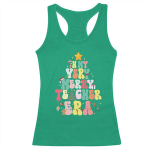 In My Very Merry Teacher Era Xmas Groovy Christmas Tree Racerback Tank Top TS02 Irish Green Print Your Wear