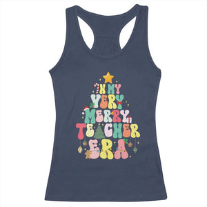 In My Very Merry Teacher Era Xmas Groovy Christmas Tree Racerback Tank Top TS02 Navy Print Your Wear