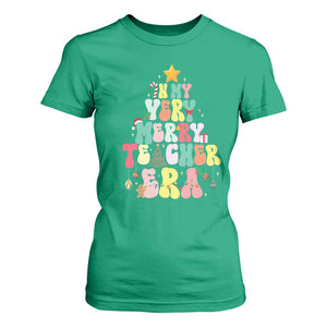 In My Very Merry Teacher Era Xmas Groovy Christmas Tree T Shirt For Women TS02 Irish Green Print Your Wear