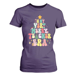 In My Very Merry Teacher Era Xmas Groovy Christmas Tree T Shirt For Women TS02 Purple Print Your Wear