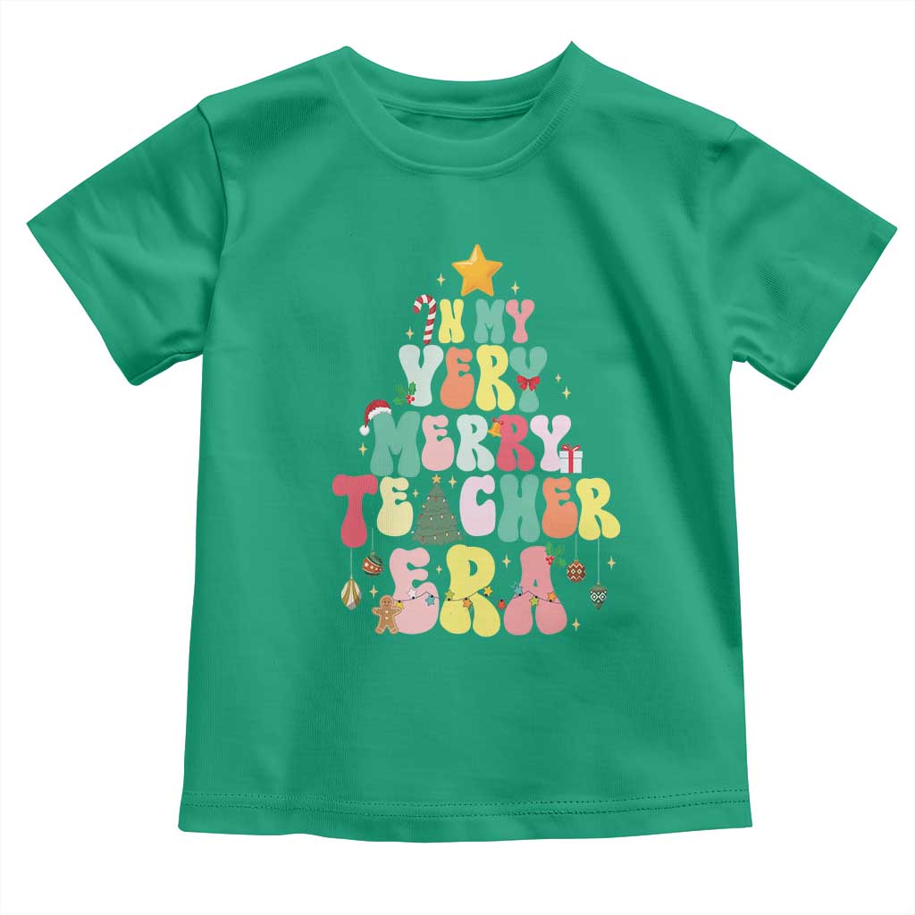 In My Very Merry Teacher Era Xmas Groovy Christmas Tree Toddler T Shirt TS02 Irish Green Print Your Wear