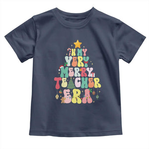 In My Very Merry Teacher Era Xmas Groovy Christmas Tree Toddler T Shirt TS02 Navy Print Your Wear
