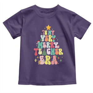 In My Very Merry Teacher Era Xmas Groovy Christmas Tree Toddler T Shirt TS02 Purple Print Your Wear