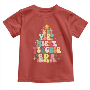 In My Very Merry Teacher Era Xmas Groovy Christmas Tree Toddler T Shirt TS02 Red Print Your Wear