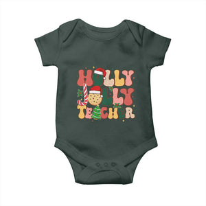 Groovy Holly Jolly Teacher Christmas Retro Xmas Baby Onesie TS02 Print Your Wear