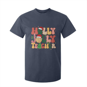 Groovy Holly Jolly Teacher Christmas Retro Xmas T Shirt For Kid TS02 Navy Print Your Wear
